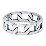 Link Chain Band Oxidized Ring Solid 925 Sterling Silver Thumb Ring (6mm)