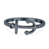 Anchor Band Oxidized Ring Solid 925 Sterling Silver Thumb Ring (8mm)