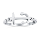 Anchor Band Oxidized Ring Solid 925 Sterling Silver Thumb Ring (8mm)