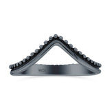V Shaped Band Oxidized Ring Solid 925 Sterling Silver Thumb Ring (8mm)