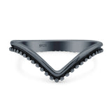 V Shaped Band Oxidized Ring Solid 925 Sterling Silver Thumb Ring (8mm)