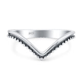 V Shaped Band Oxidized Ring Solid 925 Sterling Silver Thumb Ring (8mm)