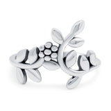 Leaves & Vines Band Oxidized Ring Solid 925 Sterling Silver Thumb Ring (14mm)