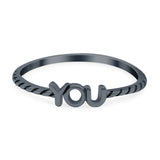 You Band Oxidized Ring Solid 925 Sterling Silver Thumb Ring (3.5mm)