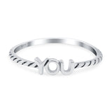 You Band Oxidized Ring Solid 925 Sterling Silver Thumb Ring (3.5mm)
