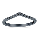 V Dot Band Oxidized Ring Solid 925 Sterling Silver Thumb Ring (7mm)