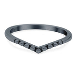 V Dot Band Oxidized Ring Solid 925 Sterling Silver Thumb Ring (7mm)