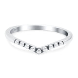 V Dot Band Oxidized Ring Solid 925 Sterling Silver Thumb Ring (7mm)