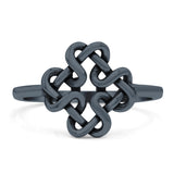 Dainty Braided Endless Celtic Knot Statement Oxidized Ring Band Solid 925 Sterling Silver Thumb Ring (12mm)