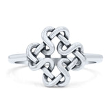 Dainty Braided Endless Celtic Knot Statement Oxidized Ring Band Solid 925 Sterling Silver Thumb Ring (12mm)