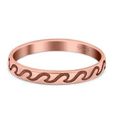 Wave Band Oxidized Ring Solid 925 Sterling Silver (3mm)