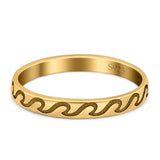 Wave Band Oxidized Ring Solid 925 Sterling Silver (3mm)