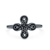 Celtic Cross Band Oxidized Ring Solid 925 Sterling Silver (12mm)