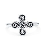 Celtic Cross Band Oxidized Ring Solid 925 Sterling Silver (12mm)