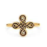 Celtic Cross Band Oxidized Ring Solid 925 Sterling Silver (12mm)