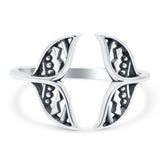 Whale Tail Band Oxidized Ring Solid 925 Sterling Silver Thumb Ring (7mm)