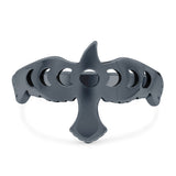Eagle Moon Phase Band Oxidized Ring Solid 925 Sterling Silver Thumb Ring (12mm)