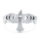Eagle Moon Phase Band Oxidized Ring Solid 925 Sterling Silver Thumb Ring (12mm)