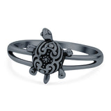 Turtle Band Oxidized Ring Solid 925 Sterling Silver Thumb Ring (12mm)