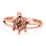 Turtle Band Oxidized Ring Solid 925 Sterling Silver Thumb Ring (12mm)