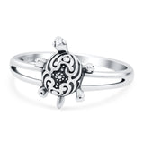 Turtle Band Oxidized Ring Solid 925 Sterling Silver Thumb Ring (12mm)