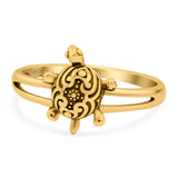 Turtle Band Oxidized Ring Solid 925 Sterling Silver Thumb Ring (12mm)