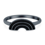 Rainbow Band Oxidized Ring Solid 925 Sterling Silver Thumb Ring (6mm)