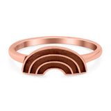Rainbow Band Oxidized Ring Solid 925 Sterling Silver Thumb Ring (6mm)
