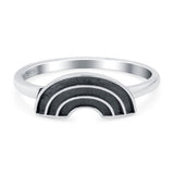 Rainbow Band Oxidized Ring Solid 925 Sterling Silver Thumb Ring (6mm)
