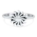 Sun Ring Oxidized Band Solid 925 Sterling Silver Thumb Ring (10mm)