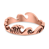 Ocean Waves Band Oxidized Ring Solid 925 Sterling Silver Thumb Ring (5mm)