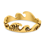 Ocean Waves Band Oxidized Ring Solid 925 Sterling Silver Thumb Ring (5mm)
