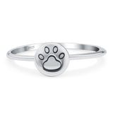 Little Paw Ring Oxidized Band Solid 925 Sterling Silver Thumb Ring (7mm)