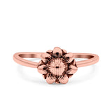 Sunflower Band Oxidized Ring Solid 925 Sterling Silver (9mm)