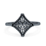 Star Band Oxidized Ring Solid 925 Sterling Silver (8mm)