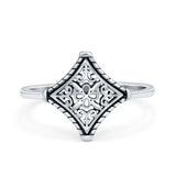 Star Band Oxidized Ring Solid 925 Sterling Silver (8mm)