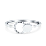 Rhodium Plated Plain Ring Band Round Solid 925 Sterling Silver (7mm)