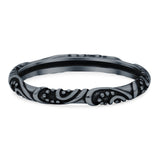 Bali Ring Oxidized Band Solid 925 Sterling Silver Thumb Ring (2.5mm)