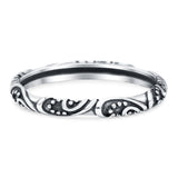 Bali Ring Oxidized Band Solid 925 Sterling Silver Thumb Ring (2.5mm)