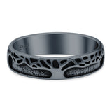 Growing Tree Ring Oxidized Band Solid 925 Sterling Silver Thumb Ring (5mm)