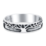 Growing Tree Ring Oxidized Band Solid 925 Sterling Silver Thumb Ring (5mm)