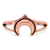 Moon Ring Oxidized Band Solid 925 Sterling Silver Thumb Ring (10mm)