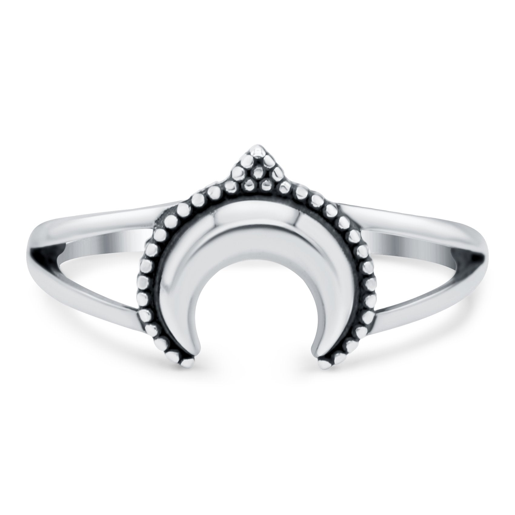 Moon Ring Oxidized Band Solid 925 Sterling Silver Thumb Ring (10mm)