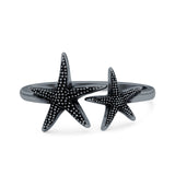 Starfish Ring Oxidized Band Solid 925 Sterling Silver Thumb Ring (11.5mm)