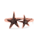Starfish Ring Oxidized Band Solid 925 Sterling Silver Thumb Ring (11.5mm)