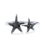 Starfish Ring Oxidized Band Solid 925 Sterling Silver Thumb Ring (11.5mm)