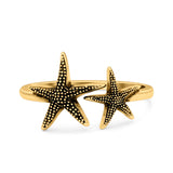 Starfish Ring Oxidized Band Solid 925 Sterling Silver Thumb Ring (11.5mm)