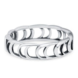 Crescent Moon Oxidized Ring Band Solid 925 Sterling Silver Thumb Ring (5mm)