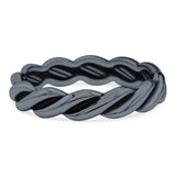 Rope Ring Oxidized Band Solid 925 Sterling Silver Thumb Ring (4mm)