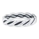 Rope Ring Oxidized Band Solid 925 Sterling Silver Thumb Ring (4mm)